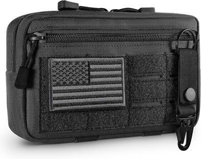 Tactical Molle Admin Pouch Utility Laser Cut EDC Tool Pouch Bag Horizontal Modular Pouches Include US Flag Patch and Keychain