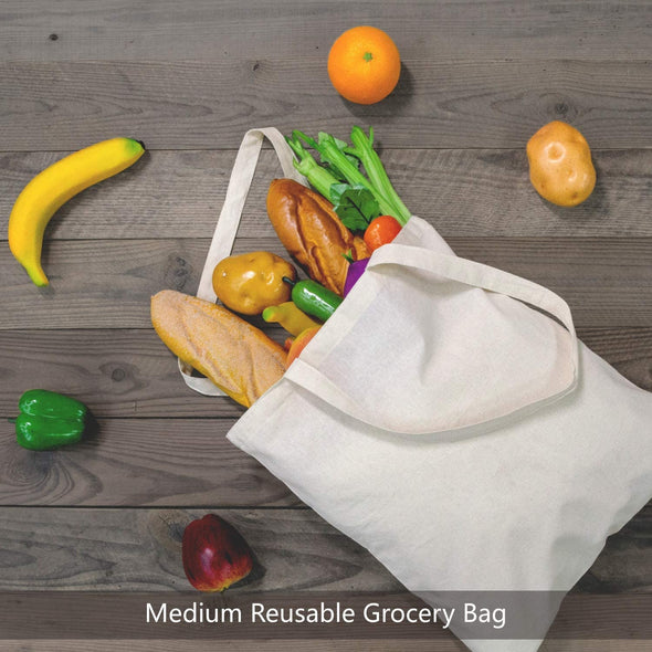 5 | 12 | 24 | 48 | 192 Pack Economical Cotton Tote Bag, Lightweight Medium Reusable Grocery Shopping Cloth Bags, Suitable for DIY, Advertising, Promotion, Gift, Activity (5-Pack)