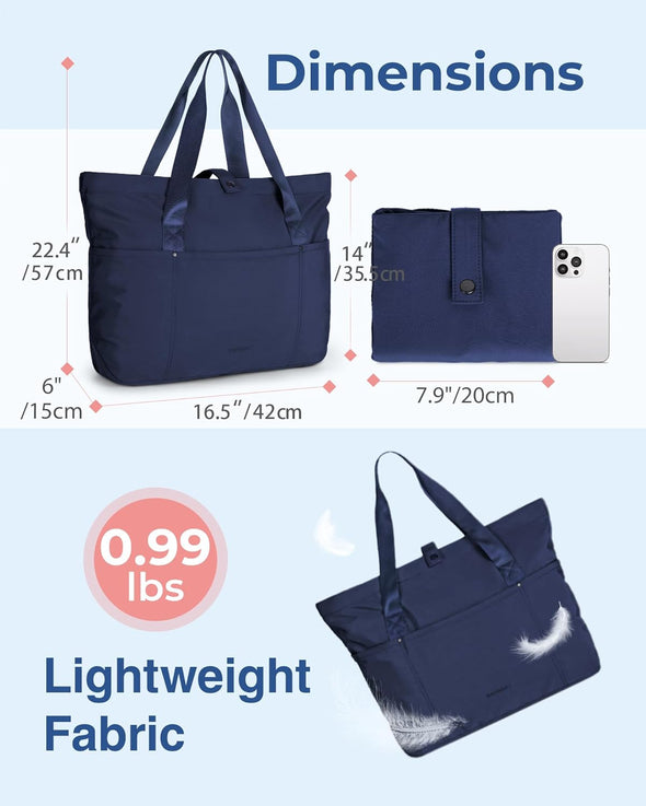 Tote Bag for Women, Foldable Tote Bag with Zipper Large Shoulder Bag Top Handle Handbag for Travel, Work