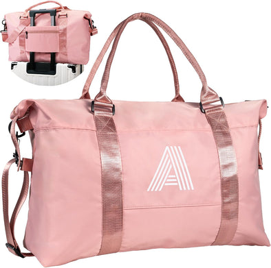 Gifts for Daughter, Christmas Gifts, Initial Travel Duffel Bag, Sports Bag, Personalized Weekender Bag with Shoulder Strap, Monogram Overnight Bag, Gift for Friend Sister Kids Gift (Letter A)