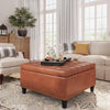 FiveWillowise Leather Ottoman with Storage, Coffee Table with Lift Top, for Livingroom & Bedroom - Brown