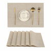 Leetaltree Beige Placemats Set of 6, Heat Resistant Non-Slip PVC Vinyl Woven TableMats, Beige