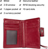 Women Leather Wallet RFID Blocking Small Bifold Zipper Pocket Wallet Card Case Purse with ID Window