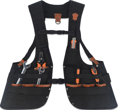 WELKINLAND Adjustable Leather tool vest for Carpenters construction worker & Electrician.