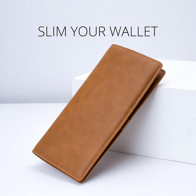 Ultra Slim Thin Women Wallet RFID Blocking Credit Card Holder Bifold Long Ladies Billfold (Brown)