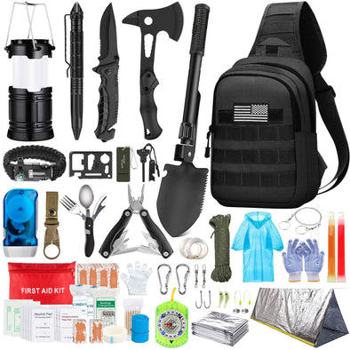 Taiker Emergency Survival Kit with 151 Pcs Survival First Aid outfit for Camping Earthquake or Adventures