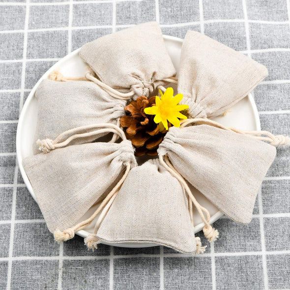 50Pcs Double Canvas Drawstring Bag Cotton Pouch Gift Sachet Bags Muslin Bag Reusable Tea Bag 2.75X4 Inch