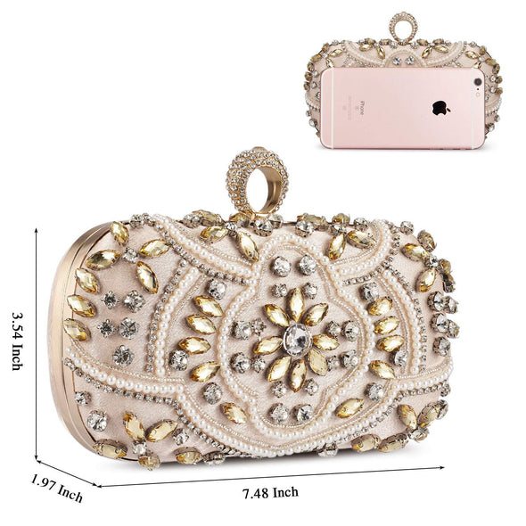 UBORSE Beaded Clutch Purses Wedding Crystal Evening Bag