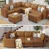 EASE MOOSE Modular Sectional Sofa with Storage, U Shaped Sectional Faux Leather Sectional Couch Large Sectional Sofa, Brown