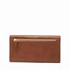 Fossil Women's Logan Leather Wallet RFID Blocking Flap Clutch Organizer, Brown