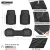 CAR PASS Heavy Duty Rubber Car Mats, Deep-Dish Odorless Car Floor Mats, 3 Pieces V12 Black