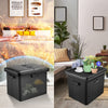 DocSafe Faux Leather Ottoman with Handles, Storage Safe & Lock, 17" Black