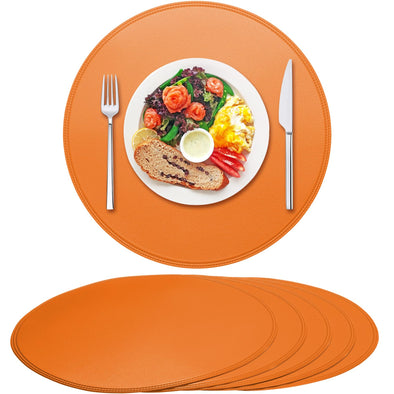 Rinpon Faux Leather Thanksgiving Placemats, Waterproof Non-Slip Round PlaceMats Set of 6