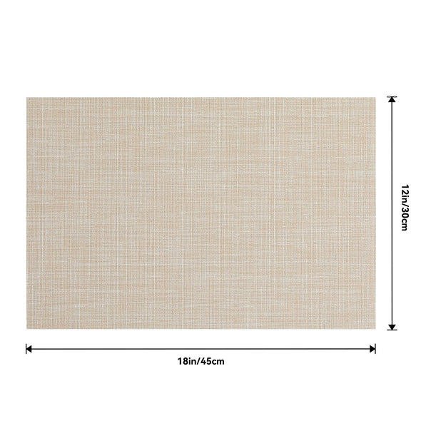 Leetaltree Beige Placemats Set of 6, Heat Resistant Non-Slip PVC Vinyl Woven TableMats, Beige