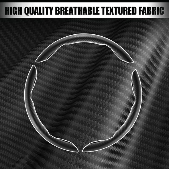 Amiss 3piece Car Carbon Fiber Anti-Skid Steering Wheel Cover, Universal Black