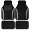 CAR PASS Leather Waterproof Car Floor Mats, Set of 4 (Black and Gray)