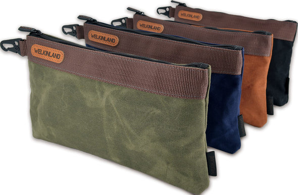 WELKINLAND Heavy-Duty Waxed Canvas Tool pouch with zip, 4PCS, 12"