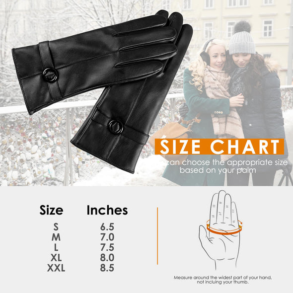 Dsane Winter Leather Gloves for Women, Touchscreen Warm  Lambskin Gloves