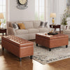 FiveWillowise Leather Ottoman with Storage, Coffee Table with Lift Top, for Livingroom & Bedroom - Brown