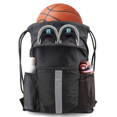 BeeGreen Basketball Backpack with Shoe Compartment, Drawstring Gym Sports Bag