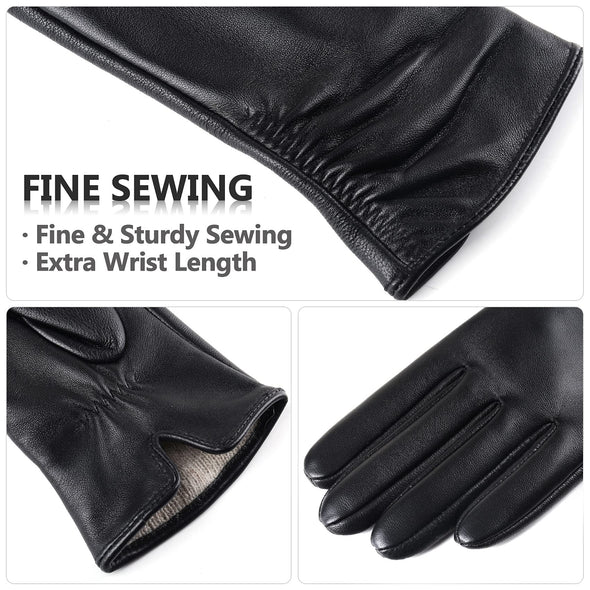 Dsane Winter Touch screen Lambskin leather Gloves for Women