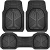 CAR PASS Heavy Duty Rubber Car Mats, Deep-Dish Odorless Car Floor Mats, 3 Pieces V12 Black