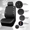 CAR PASS Diamond Leather Bling Car Seat Covers Full Set, Shining Rhinestone Waterproof Durable Rear with Zipper, Universal Fit Automotive Glitter Crystal Sparkle Strip for Cute Women Girly Black