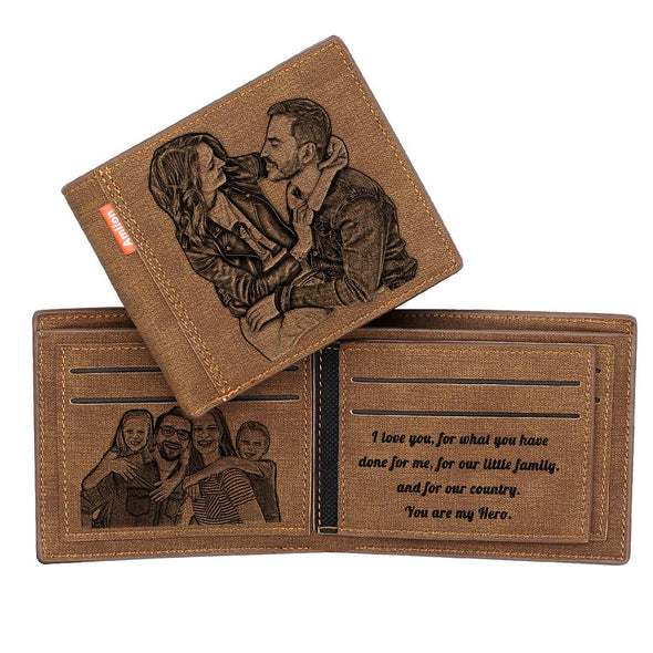 Amlion Custom Engraved Wallet,Personalized Photo RFID Wallets for Men,Husband,Dad,Son,Personalized Gifts