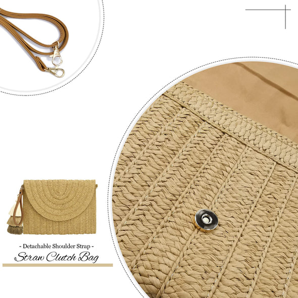 Aovtero Straw Clutch Purse for Women Crossbody Bag Summer Beach Shoulder Bags