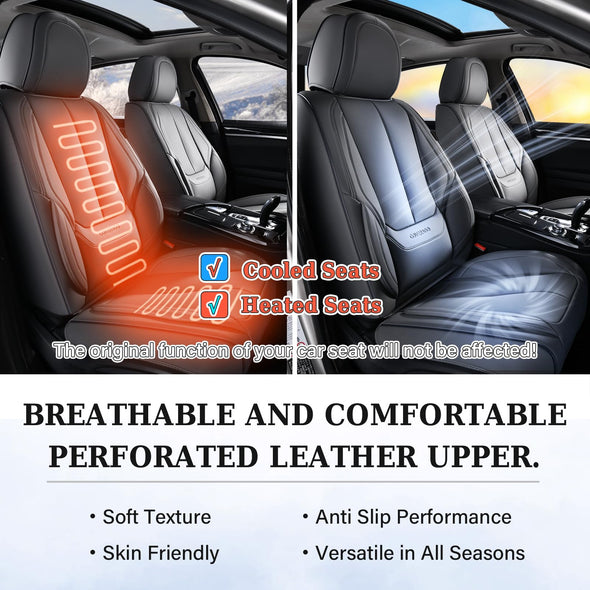 Coverado Car Seat Covers Full Set, Seat Covers for Cars, Black Car Seat Cover, Car Seat Protector Waterproof, Nappa Leather Car Seat Cushion, Car Seat Covers Front Seats and Back Fit for Most Cars