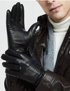 ZLUXURQ Leather Gloves for Men, Cashmere Lined Lambskin Touchsreen Gloves