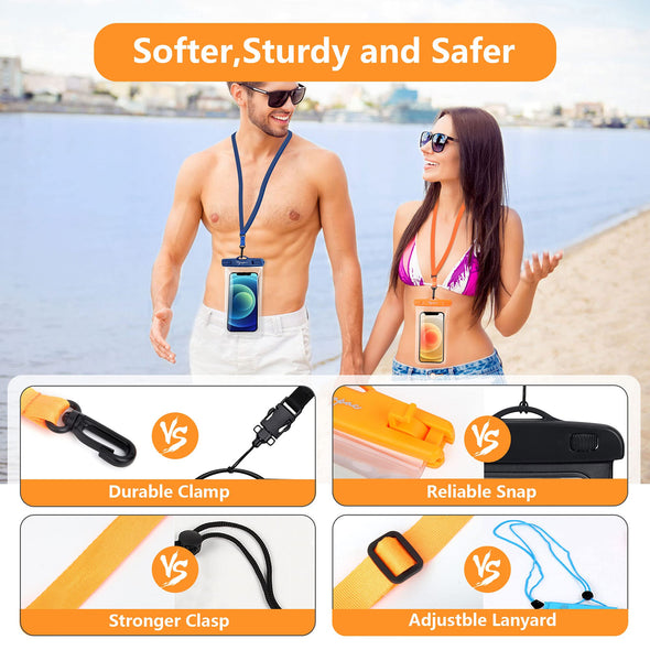 Rynapac Waterproof Phone Pouch Bag for Beach Travel Must Haves, Waterproof Phone Holder with Lanyard 7.5in