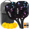 MTEN Pickleball bag Set with 2 pickleball paddles, 4  pickleball, 2 grip tapes, 1 Pickleball bag