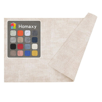 Homaxy Faux Leather Heat Resistant Placemats Set of 6, Waterproof Anti-Slip Wipeable, Beige