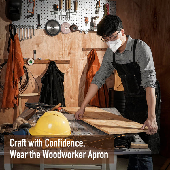 LeaSeek Cowhide Welding Work Apron, Heat Resistant & Flame Resistant adjustable Apron