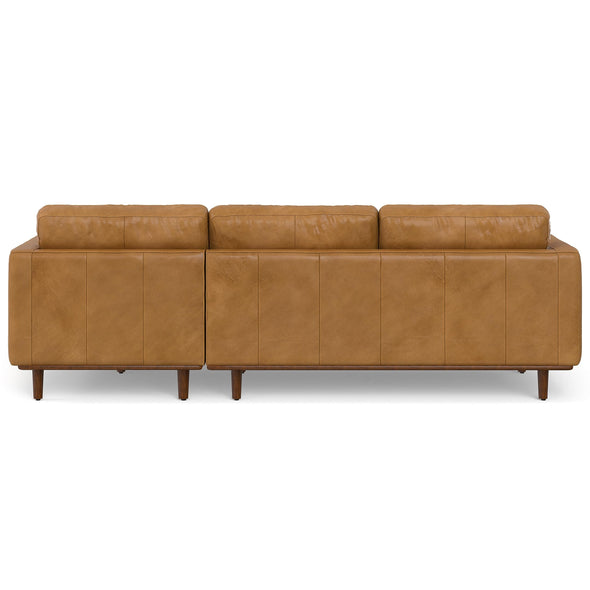 SIMPLIHOME Morrison Mid Century Full Grain Leather, Right Sectional 102 Inch Wide Sofa in Sienna Full Grain Leather, Pure - Aniline Leather, For the Living Room and Family Room