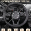 SEG Direct Car Steering Wheel Cover Universal Standard Size 14.5-15 inch, Black Microfiber Leather