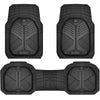 CAR PASS Heavy Duty Rubber Car Mats, Deep-Dish Odorless Car Floor Mats, 3 Pieces V12 Black