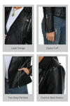 Fahsyee Leather Jacket for Women, Motocycle Biker Coat