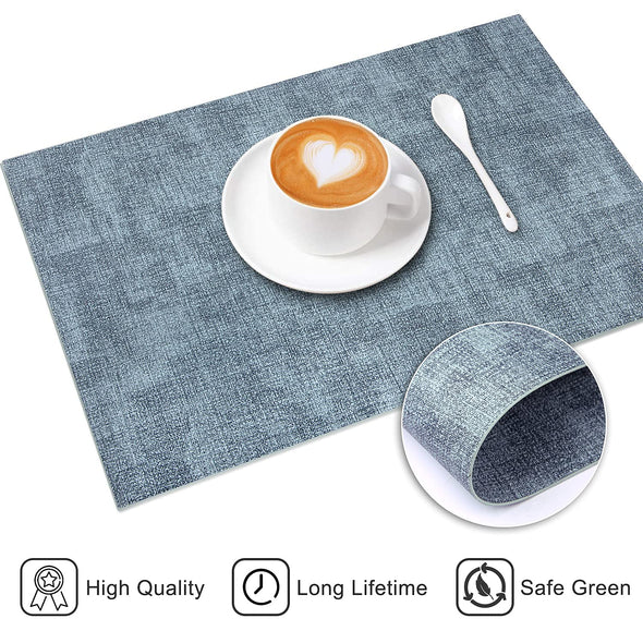 LANDVIEW PU Leather Heat Resistant Placemats Set of 6, Waterproof Anti-Slip