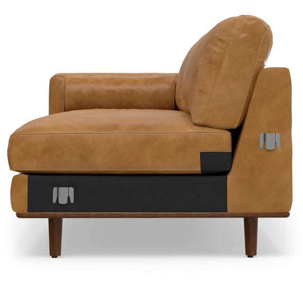 SIMPLIHOME Morrison Mid Century Full Grain Leather, Right Sectional 102 Inch Wide Sofa in Sienna Full Grain Leather, Pure - Aniline Leather, For the Living Room and Family Room