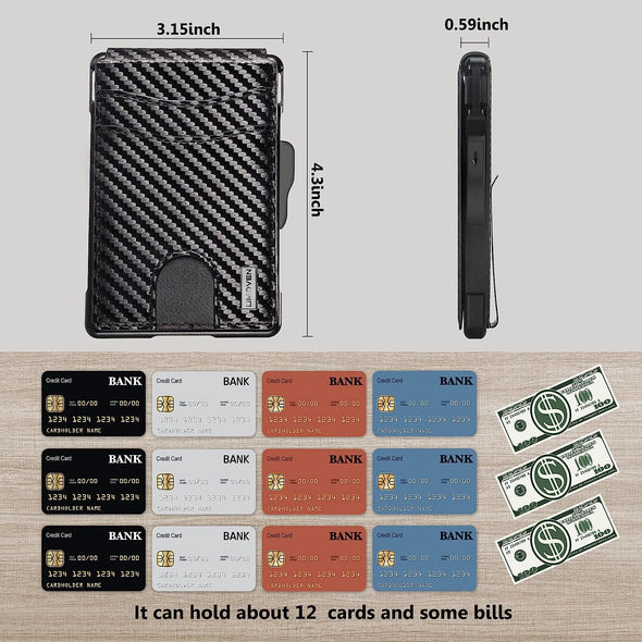 Wallet for Men - with Money Clip Slim Leather Slots Credit Card Holder RFID Blocking Bifold Minimalist Wallet