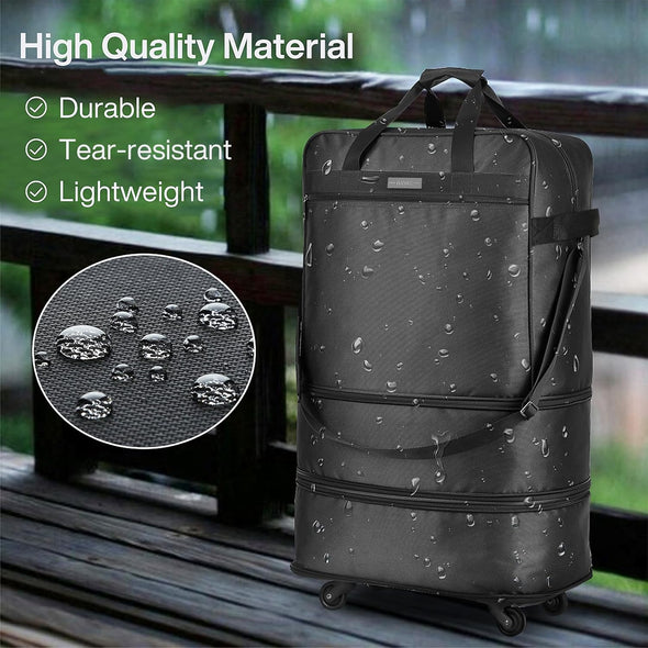 Suitcases with Wheels Expandable Foldable Luggage Bag Suitcase Collapsible Rolling Travel Bag Duffel Bag for Men Women Lightweight Suitcases without Telescoping Handle