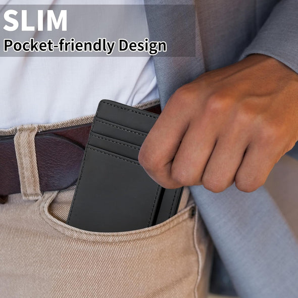 Slim Wallet for Men, Minimalist Front Pocket RFID Blocking Credit Card Holder