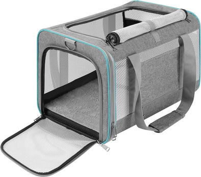 Pet Carrier for Large Cats 20 Lbs+ / Soft Sided Small Dog Travel Carrier Top Load/Collapsible Carrier Bag for Big Cat / 2 Kittens Sturdy Transport Carrier Long Trips/Medium Cats 15 Pounds