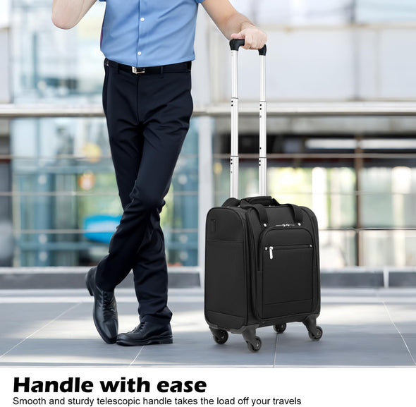 Luggage Underseat Luggage Carry on Suitcase Softside Luggage Lightweight Rolling Travel Bag Spinner Luggage