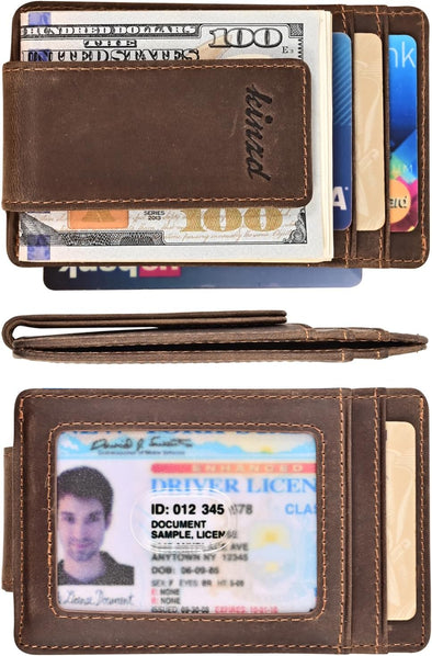 Money Clip, Front Pocket Wallet, Leather RFID Blocking Strong Magnet Thin Wallet