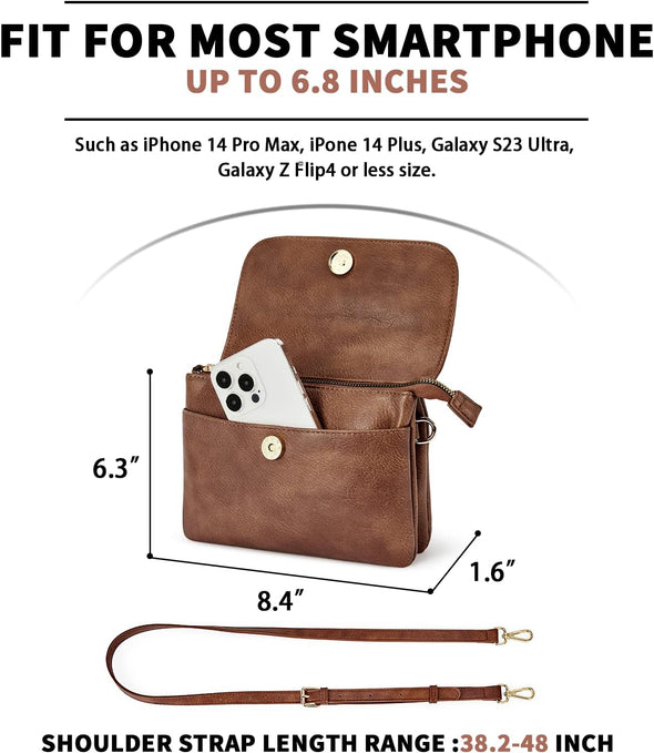 Small Crossbody Bags for Women, Vegan Leather Cell Phone Purse, Mini Travel Purse with Adjustable Strap