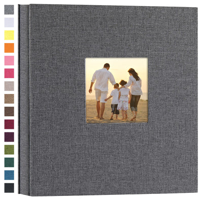 potricher Linen Hardcover Photo Album, Holds 600 Photos, Gray