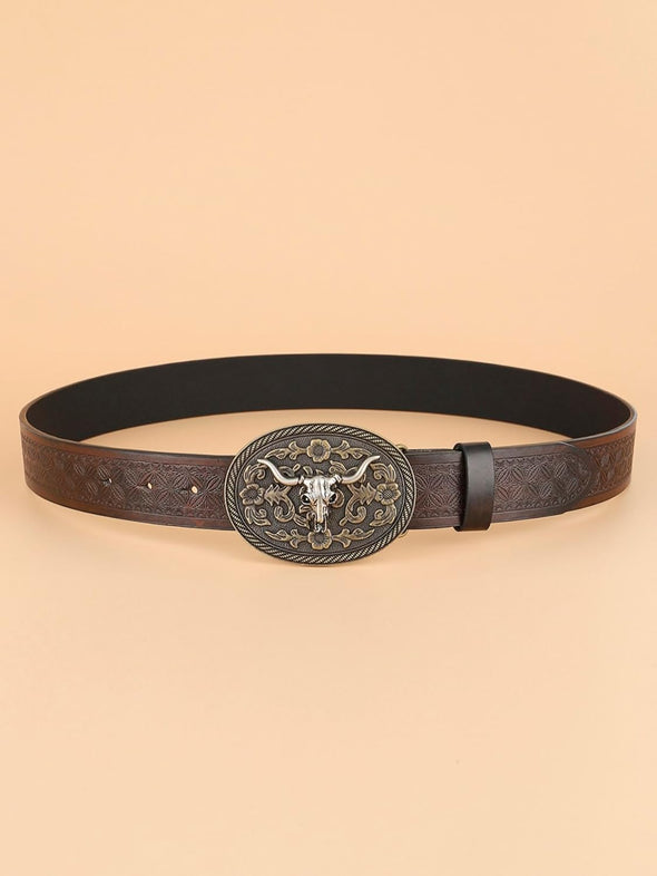 Women'S Vintage Western Leather Buckle Belt